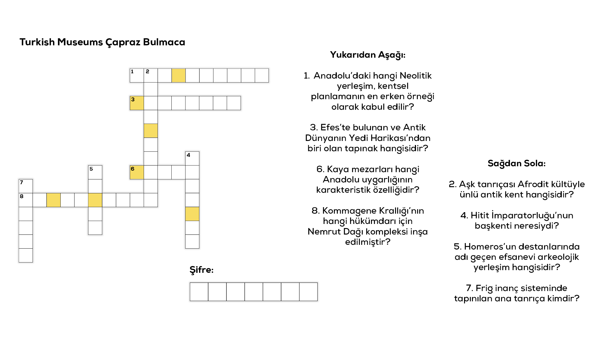 Turkish Museums Çapraz Bulmaca