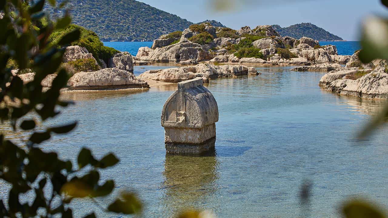 Lycian Tomb,partly underwater from Kekova