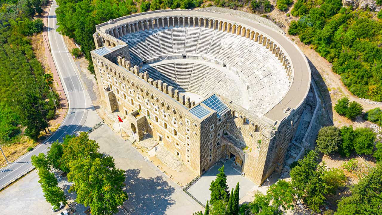 Aspendos Theather from an aerial view